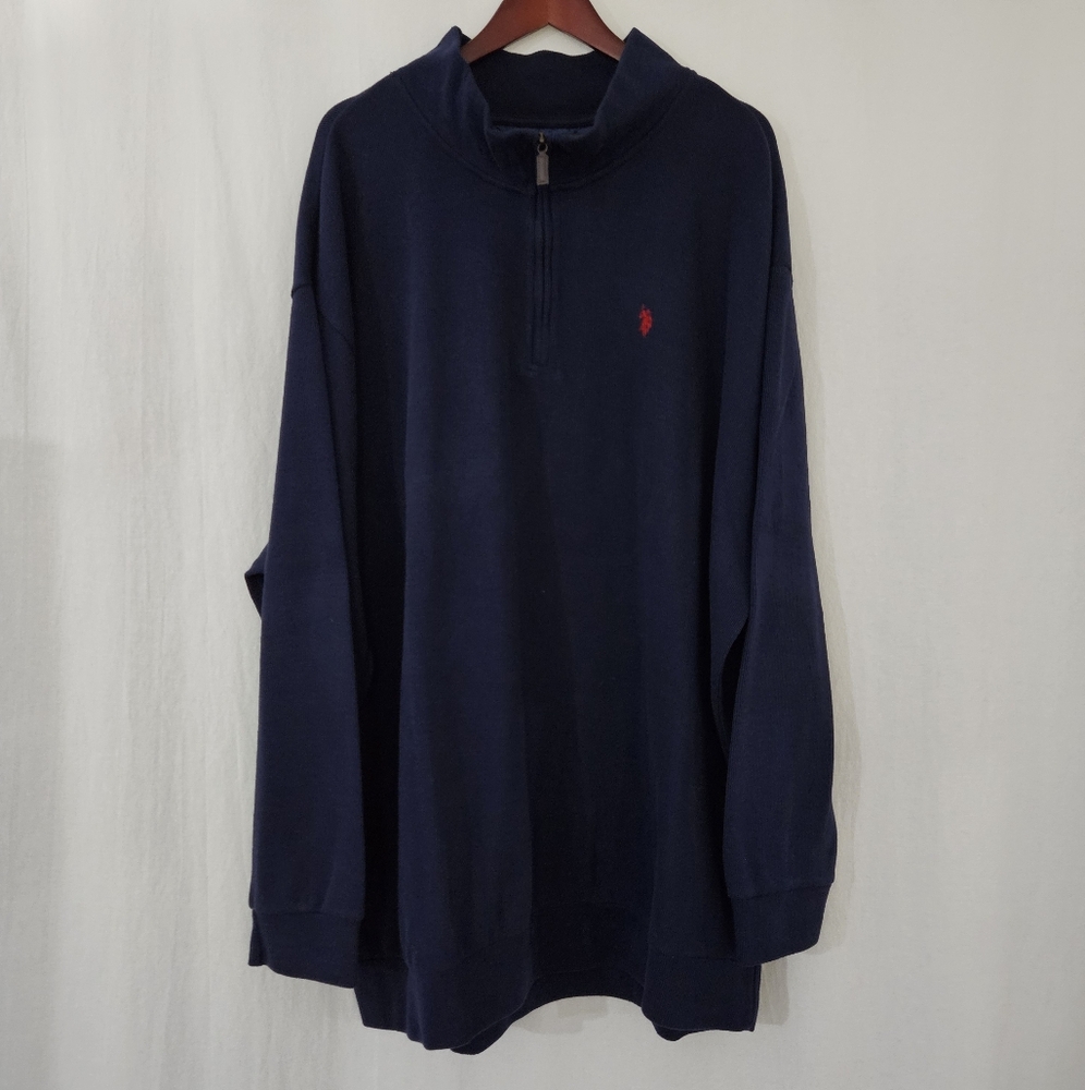 U.S. Polo Assn. Half-Zip Pullover Shirt in Navy Blue & Rex Size 4XL